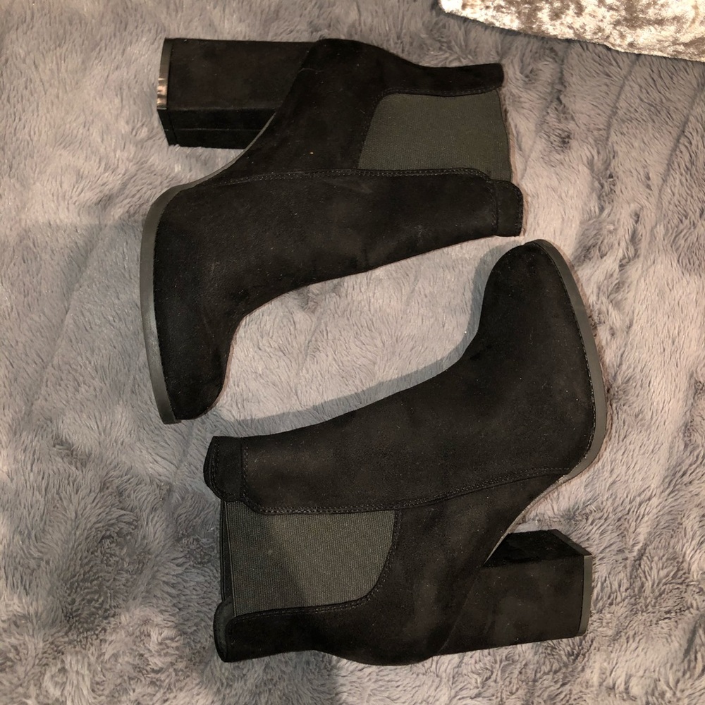 Black suede booties